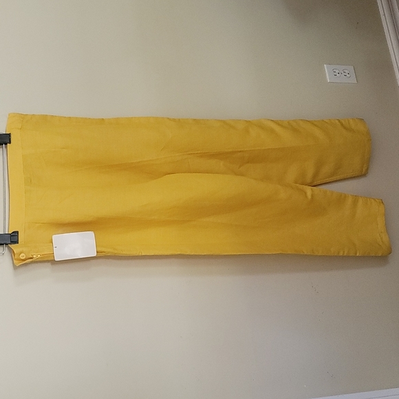 VTG Marla Kim Bright Yellow Boot Cut Pants Side zipper SZ 18 - Picture 2 of 8